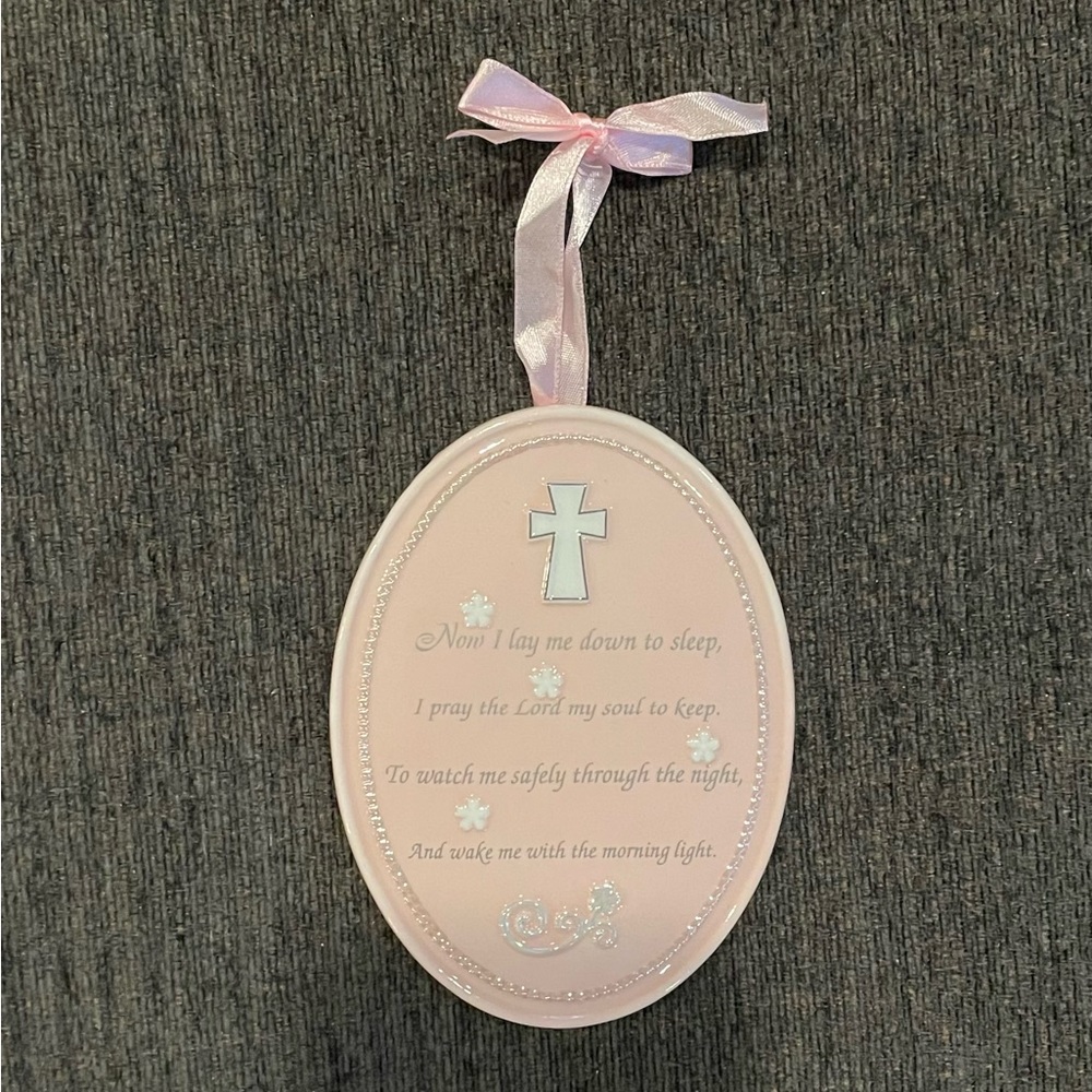 Russ Baby Ceramic Wall Plaque - Bless This Child (Girl) NIB
